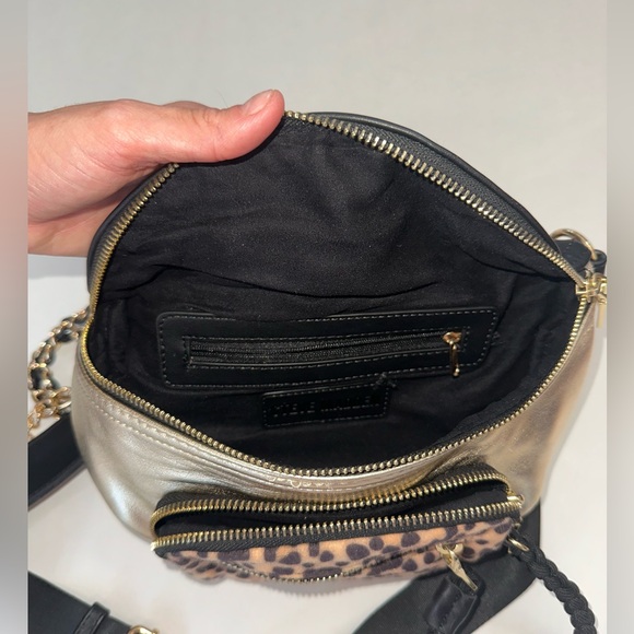 Steve Madden Convertible Belt-Bag Leopard Double-Chain & Pouch Zip Around - Picture 5 of 8